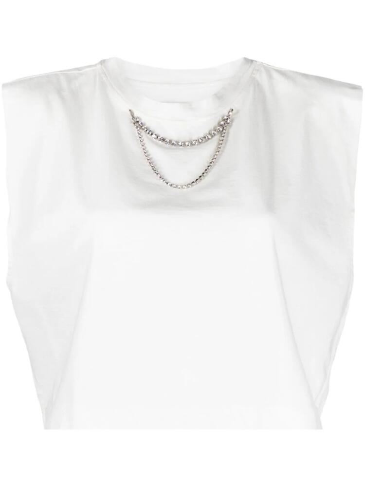 Forte Forte rhinestone-detailed sleeveless T-shirt - White Cover