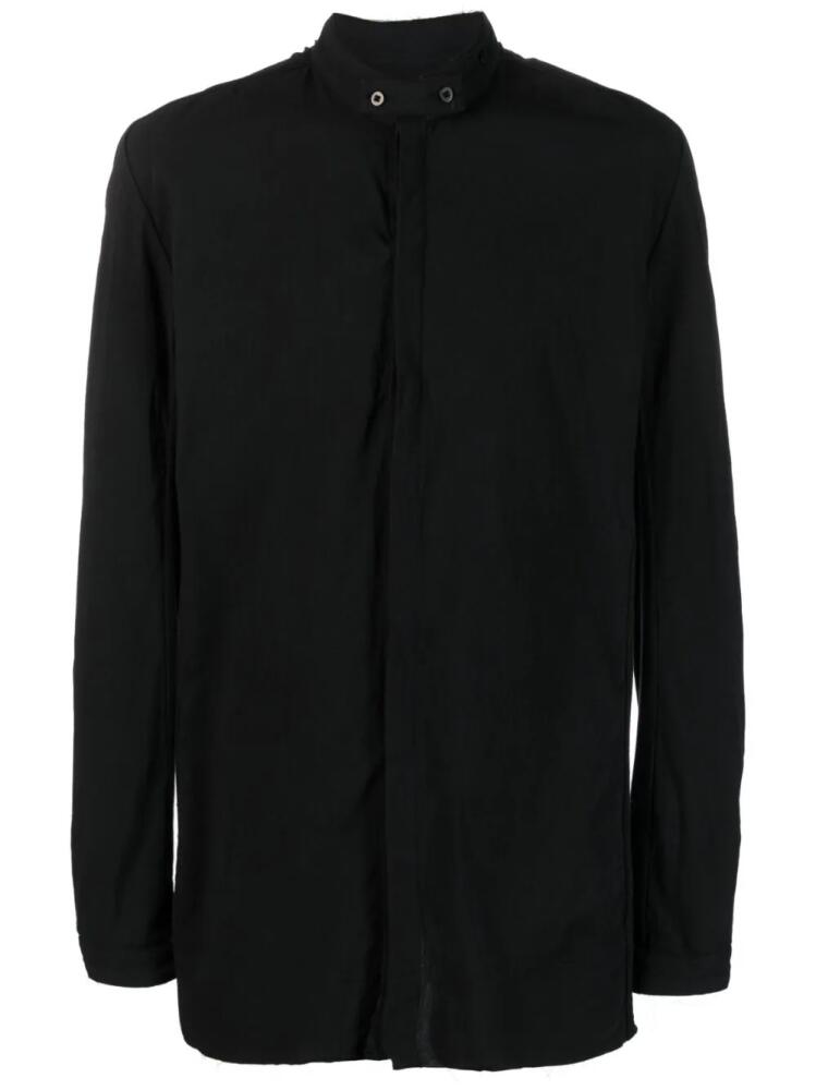 Boris Bidjan Saberi stand-up-collar long-sleeve cotton shirt - Black Cover