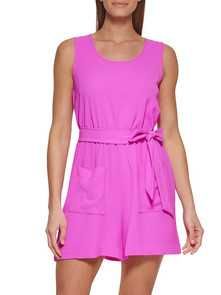 DKNY Women's Sleeveless Belted Romper - Flamingo Cover