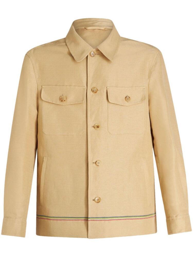 ETRO long-sleeve linen overshirt - Neutrals Cover