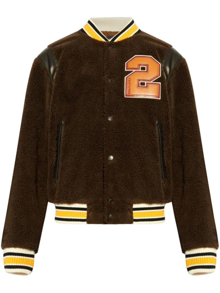 DSQUARED2 Bear's Varsity shearling bomber jacket - Brown Cover