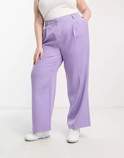 Yours tailored wide leg pants in purple Cover