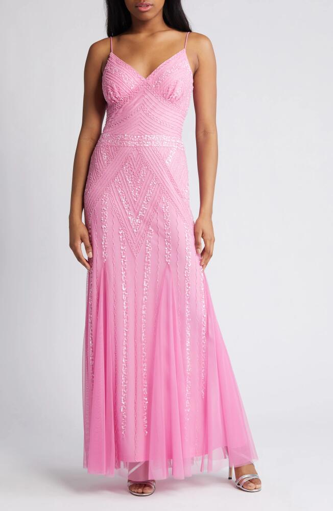 Jump Apparel Gatsby Beaded A-Line Gown in Pink Cover