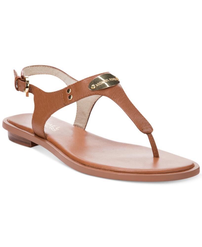 Michael Michael Kors Women's Mk Plate Flat Thong Sandals - Luggage Cover