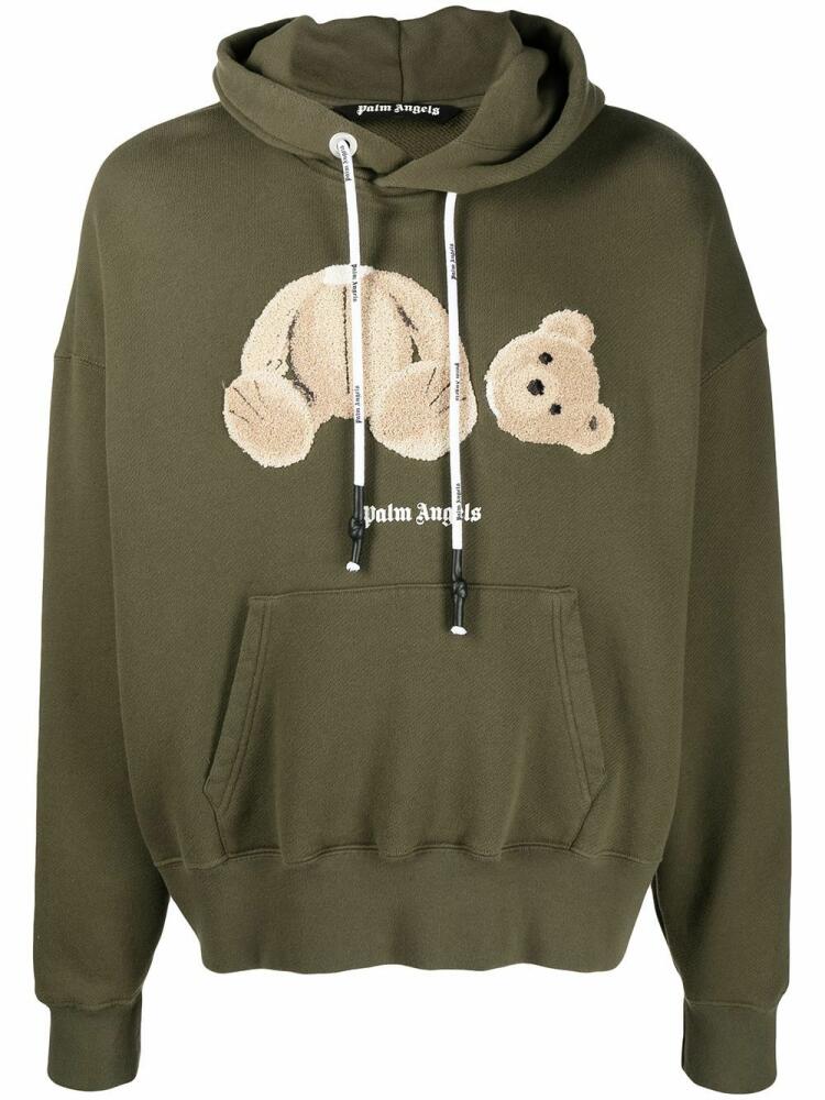 Palm Angels teddy bear-print hoodie - Green Cover