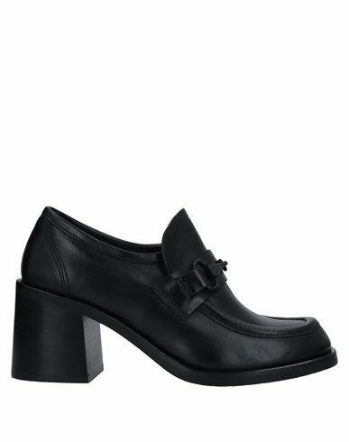 Janet & Janet Woman Loafers Black Leather, Elastic fibres Cover