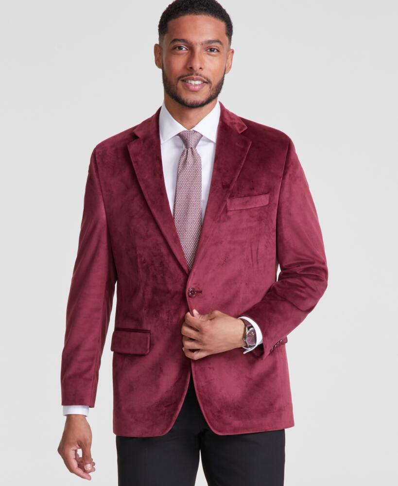 Michael Kors Men's Classic-Fit Velvet Sport Coat - Burgundy Cover