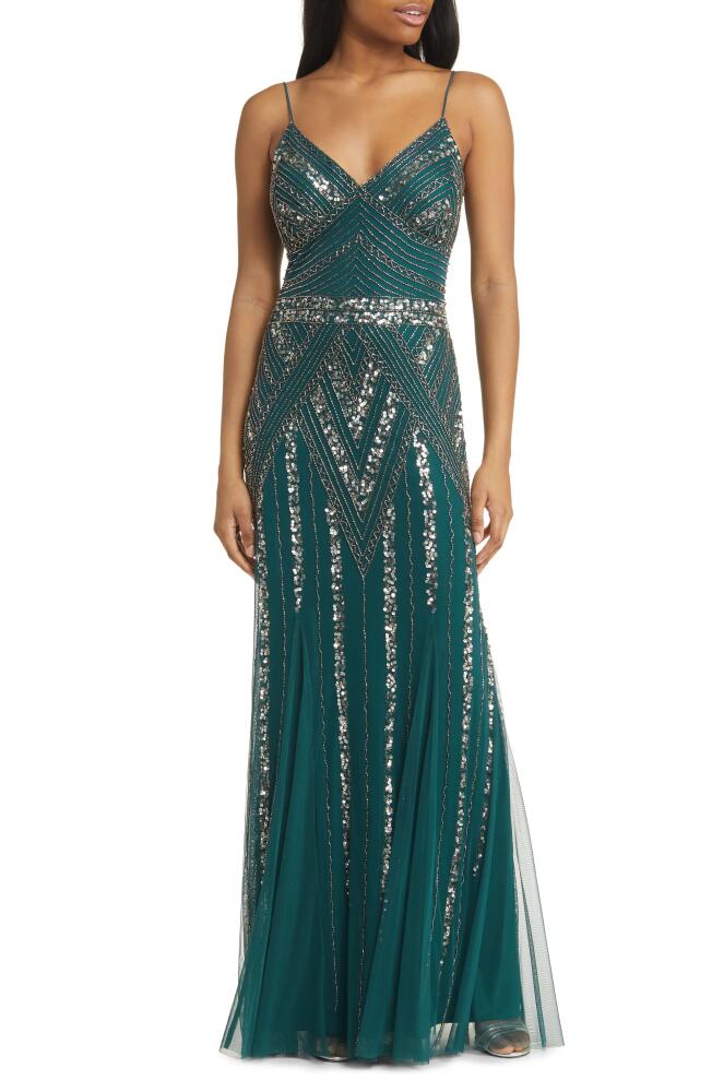 Jump Apparel Gatsby Beaded A-Line Gown in Hunter Cover