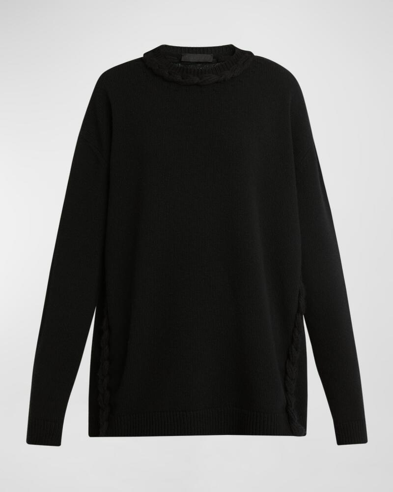 Valentino Garavani Knit Braids Oversized Crewneck Sweater Cover