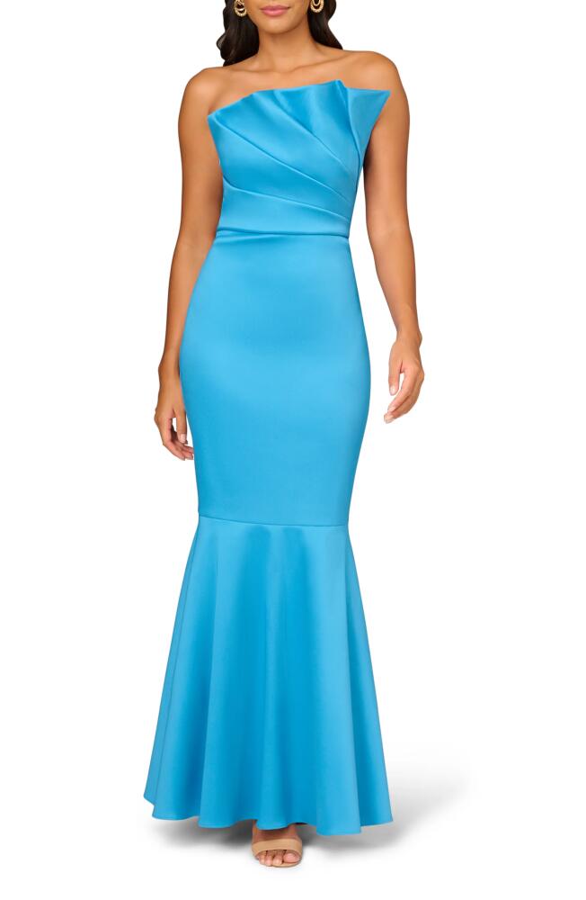 Aidan Mattox by Adrianna Papell Ruffle Strapless Mikado Mermaid Gown in Ocean Blue Cover