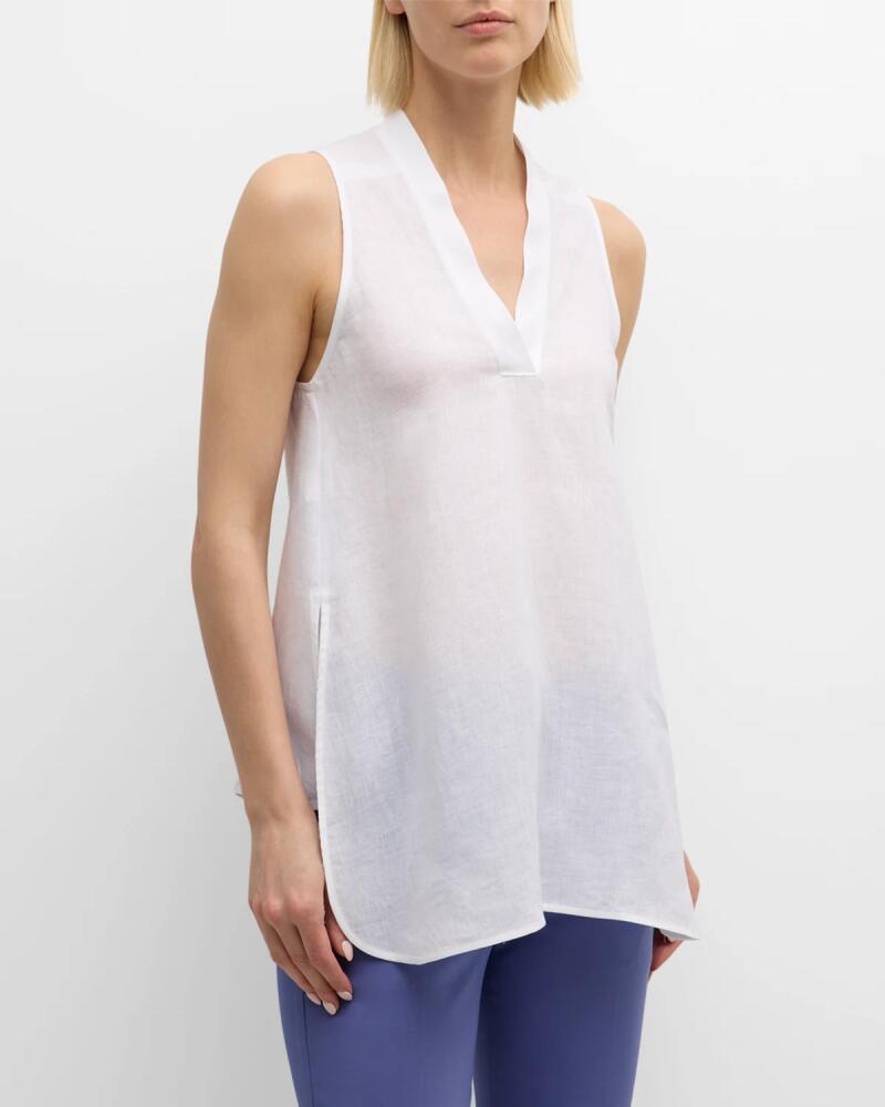 Emporio Armani Sleeveless High-Low Linen Blouse Cover