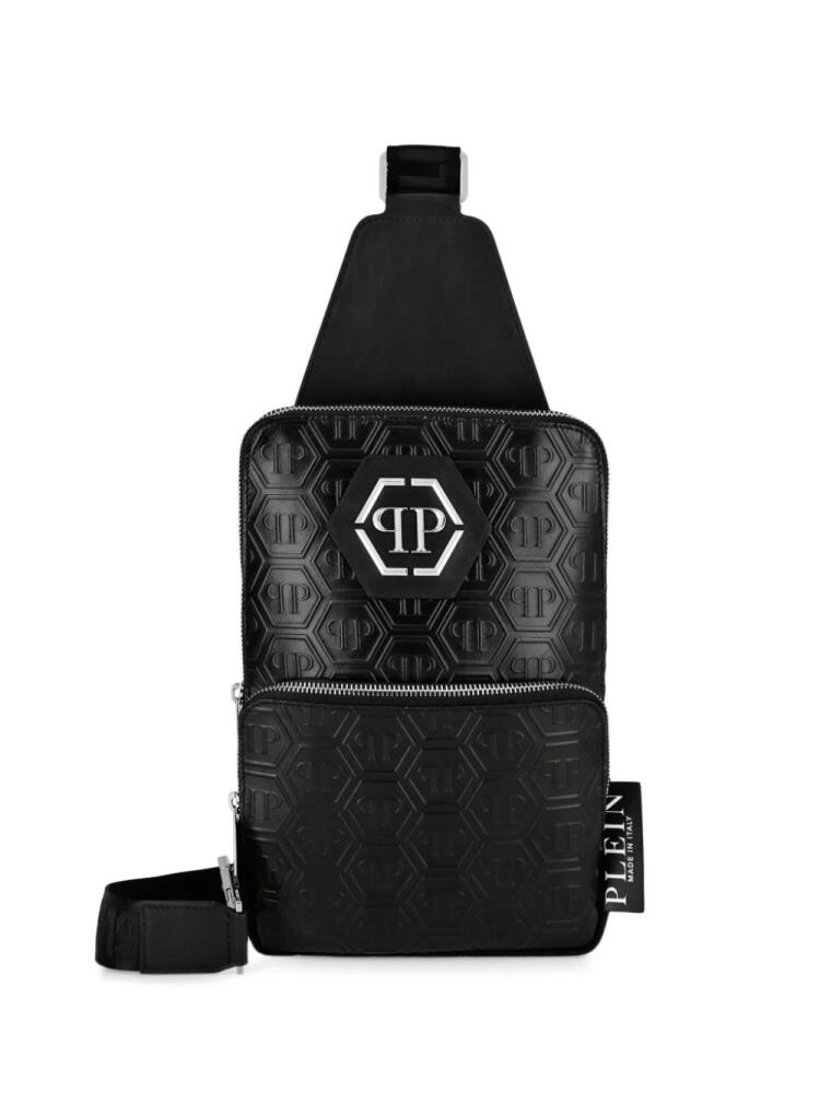 Philipp Plein monogram-pattern logo-plaque shoulder bag - Black Cover