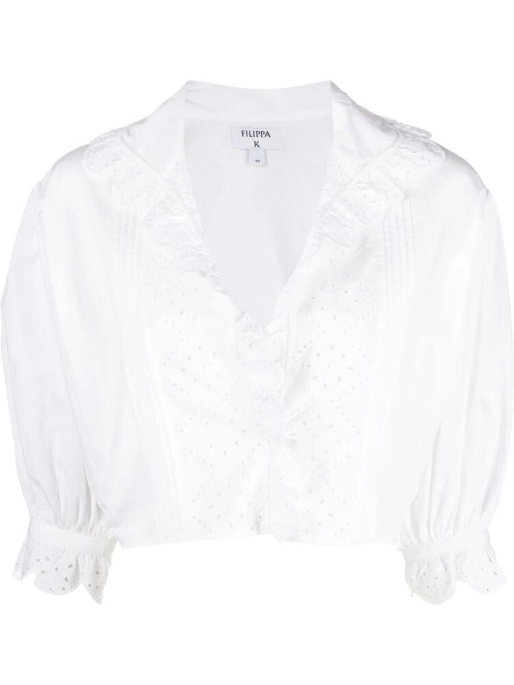 Filippa K cropped embroidered blouse - White Cover