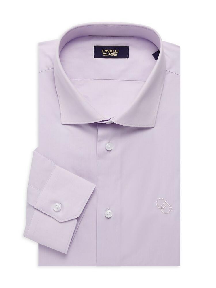 Cavalli Class by Roberto Cavalli Men's Comfort Fit Logo Dress Shirt - Lilac Cover