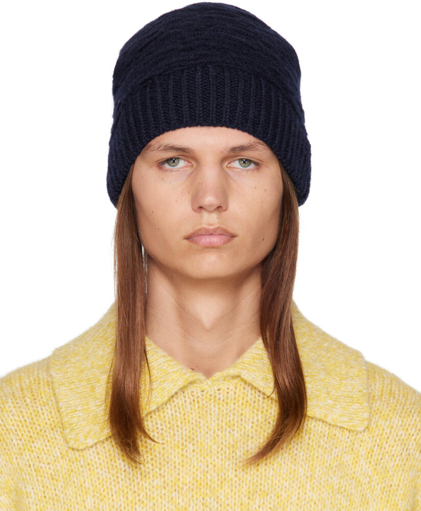 Dries Van Noten Navy Loop Beanie Cover