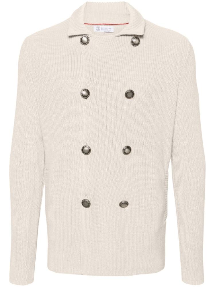 Brunello Cucinelli stand-up collar cotton cardigan - Neutrals Cover