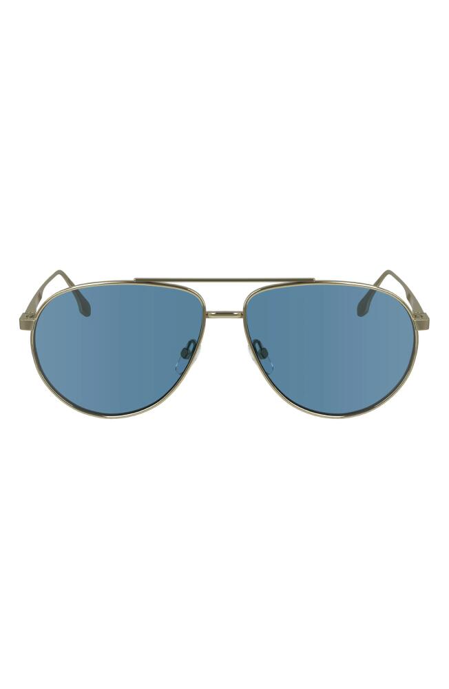 Victoria Beckham V Line 61mm Aviator Sunglasses in Gold/Blue Cover