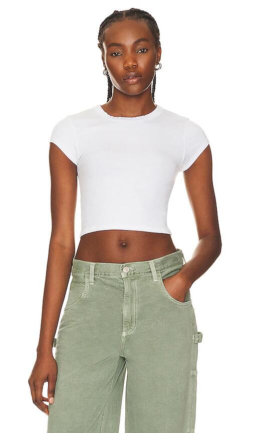 Enza Costa Silk Cropped Tee in White Cover