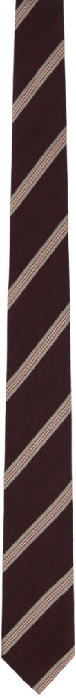 Dries Van Noten Burgundy Striped Tie Cover