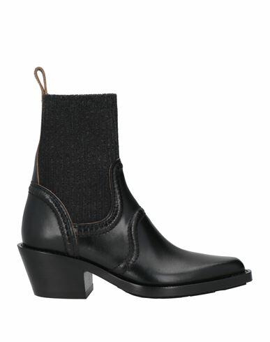 Chloé Woman Ankle boots Black Leather, Textile fibers Cover