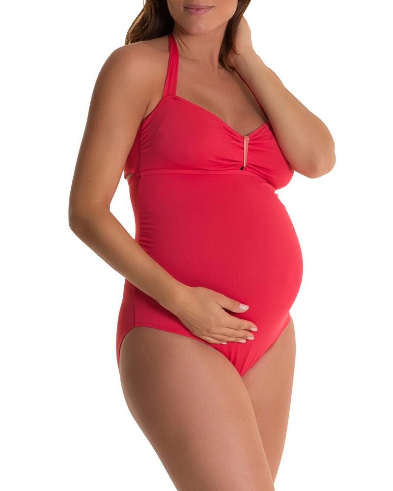 Pez D'Or Maternity Halter-Neck Sweetheart One-Piece Swimsuit Cover