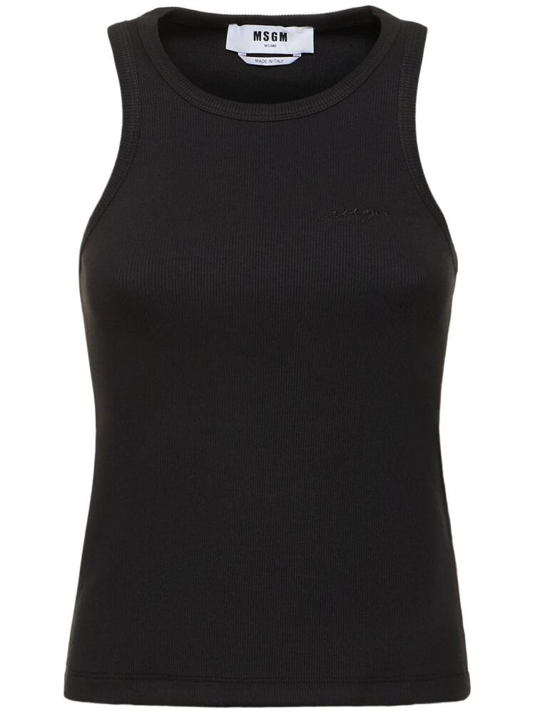 MSGM Ribbed Stretch Cotton Tank Top Cover