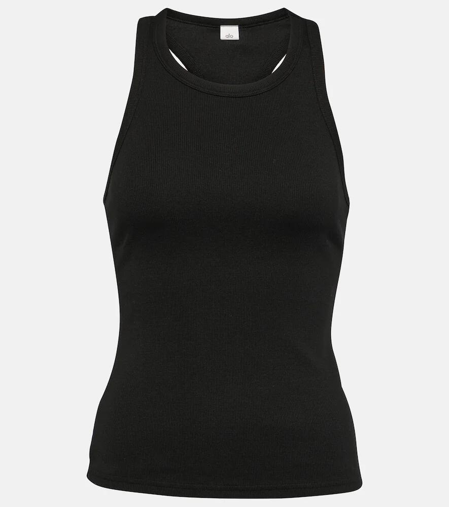 Alo Yoga Devoted ribbed-knit cotton-blend tank top Cover