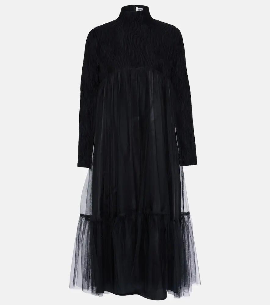 Noir Kei Ninomiya Wool-blend and tulle midi dress Cover