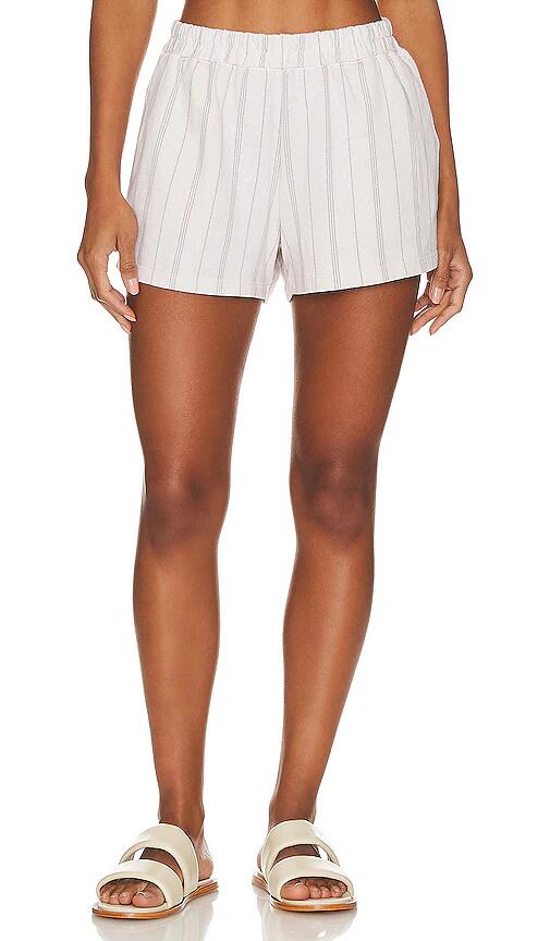 MONROW Stripe Pull On Short in Ivory Cover