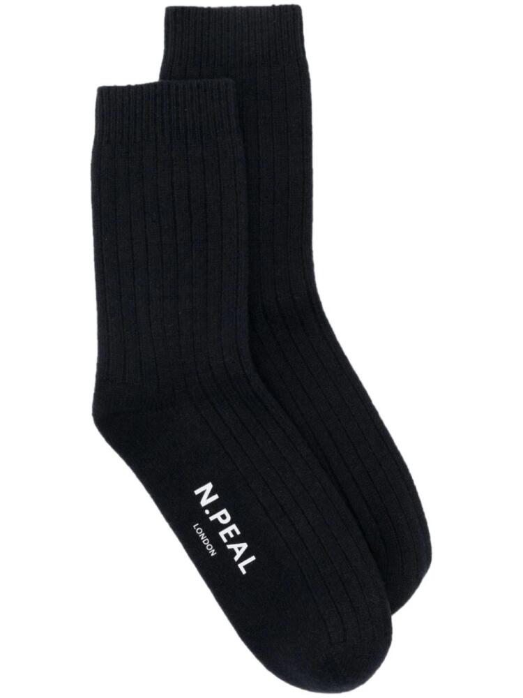 N.Peal ribbed cashmere socks - Blue Cover