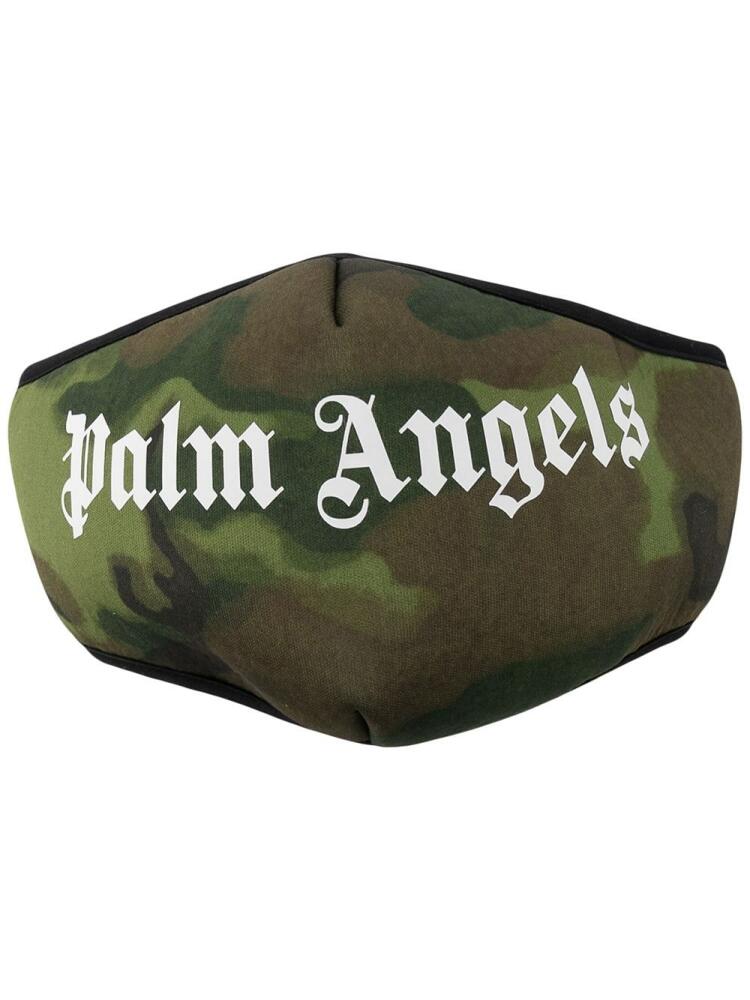 Palm Angels camouflage logo-print face mask - Green Cover