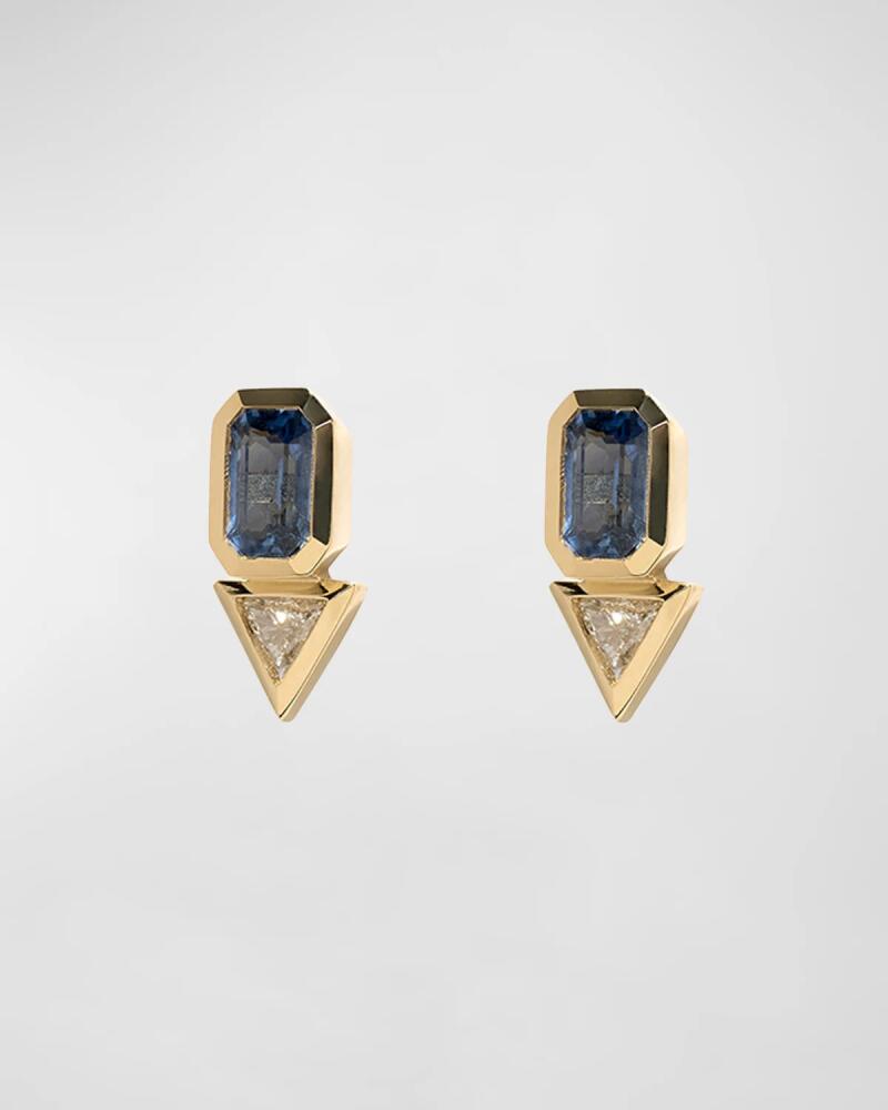 AZLEE Sapphire & Trillion Diamond Stud Earrings Cover