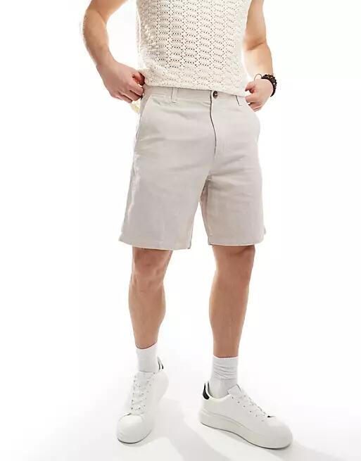 Selected Homme linen mix short in white Cover