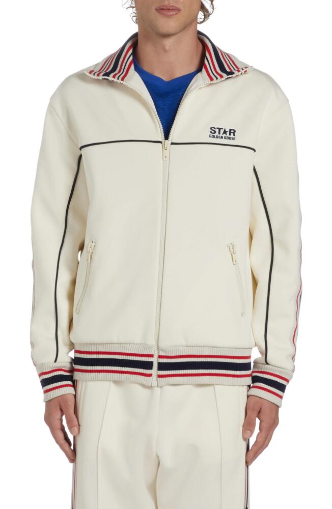 Golden Goose Star Logo Track Jacket in Papyrus/Dark Blue Cover