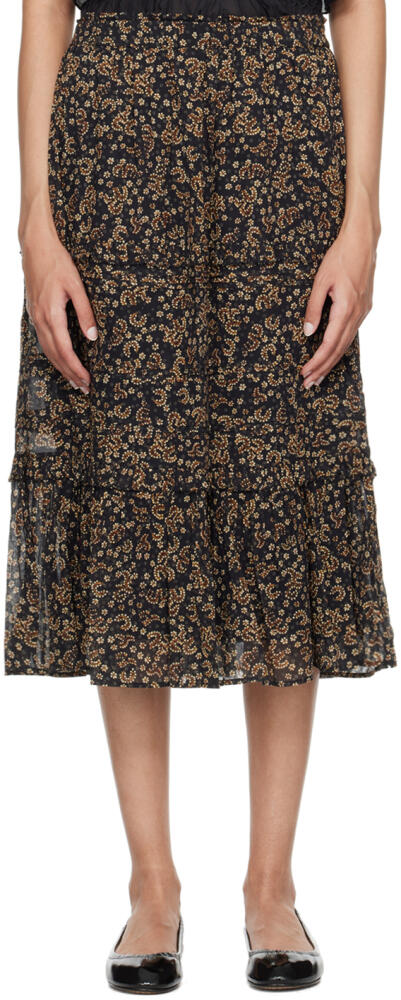 Isabel Marant Etoile Black & Beige Diya Maxi Skirt Cover