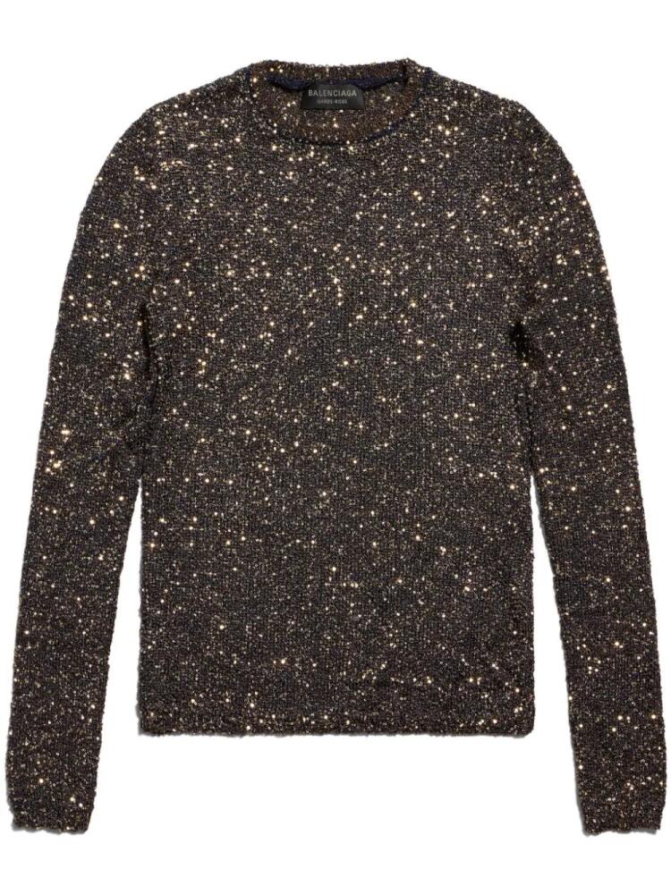 Balenciaga sequin-embellished crew-neck jumper - Brown Cover