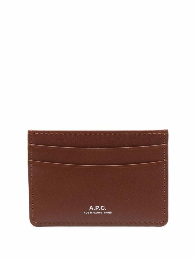 A.P.C. André logo-stamp leather cardholder - Brown Cover