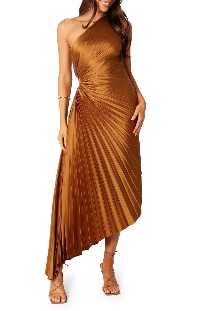 Petal & Pup Kleo One-Shoulder Pleated Maxi Dress in Golden Ochre Cover