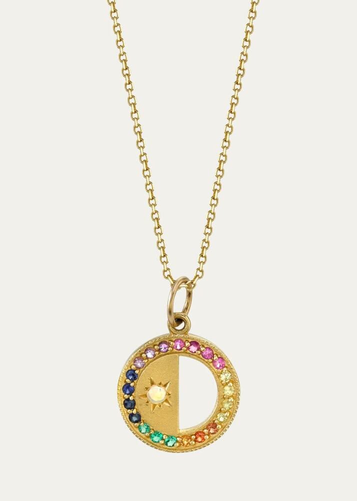 Andrea Fohrman Half Moon Phase Multi-Sapphire Disc Necklace Cover