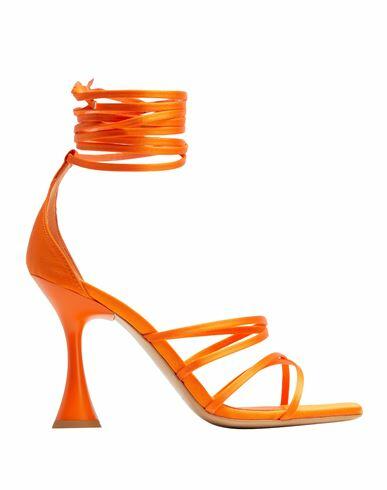 8 By Yoox Satin Overlong Lace-up Sandals Woman Sandals Orange PES - Polyethersulfone Cover