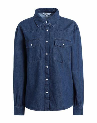 Only Woman Denim shirt Blue Cotton, Viscose Cover