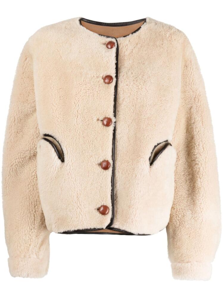 Blazé Milano Tatoosh Gliss shearling bomber jacket - Neutrals Cover