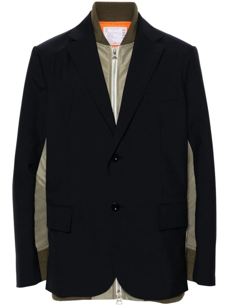 sacai layered single-breasted blazer - Blue Cover