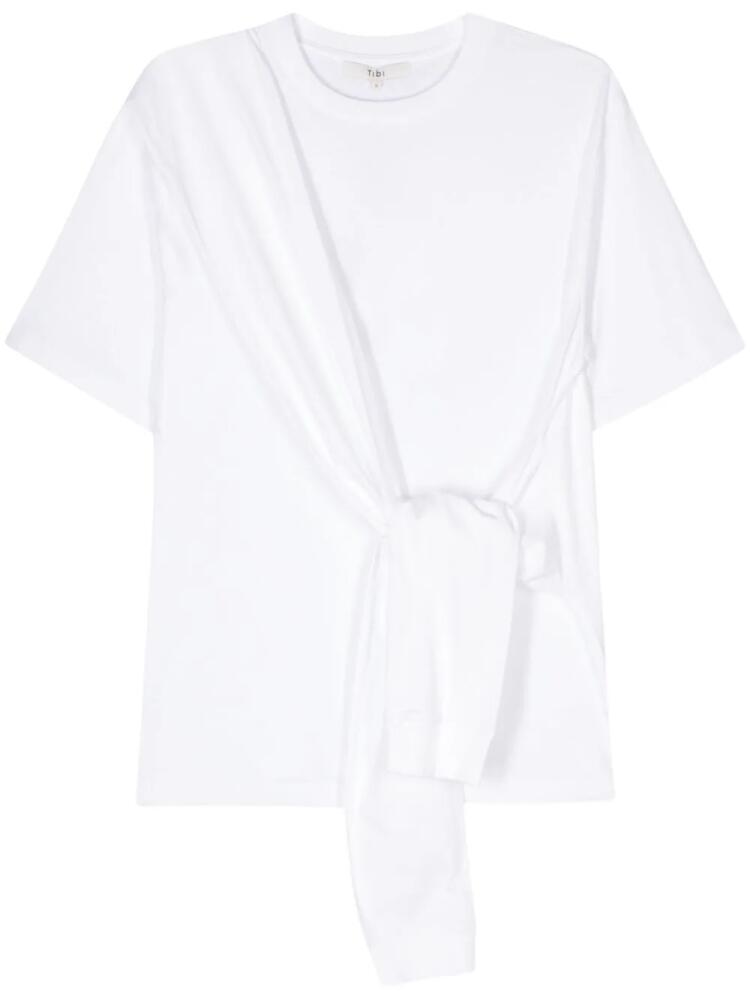 Tibi decorative self-tie cotton T-shirt - White Cover