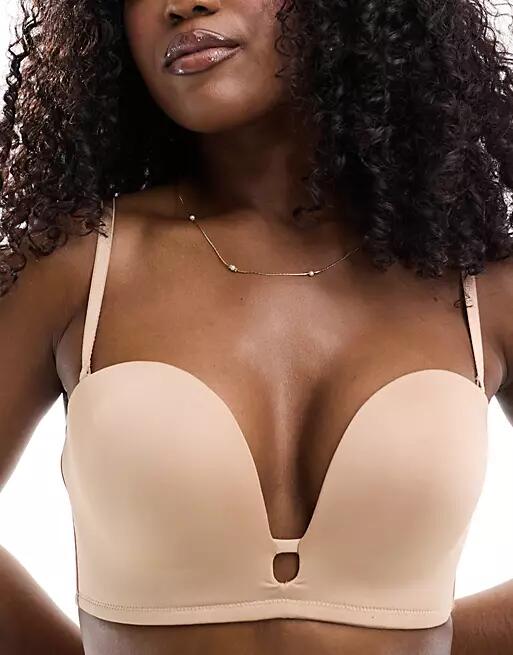 Lindex padded multifunction deep plunge push up bra in beige-Neutral Cover