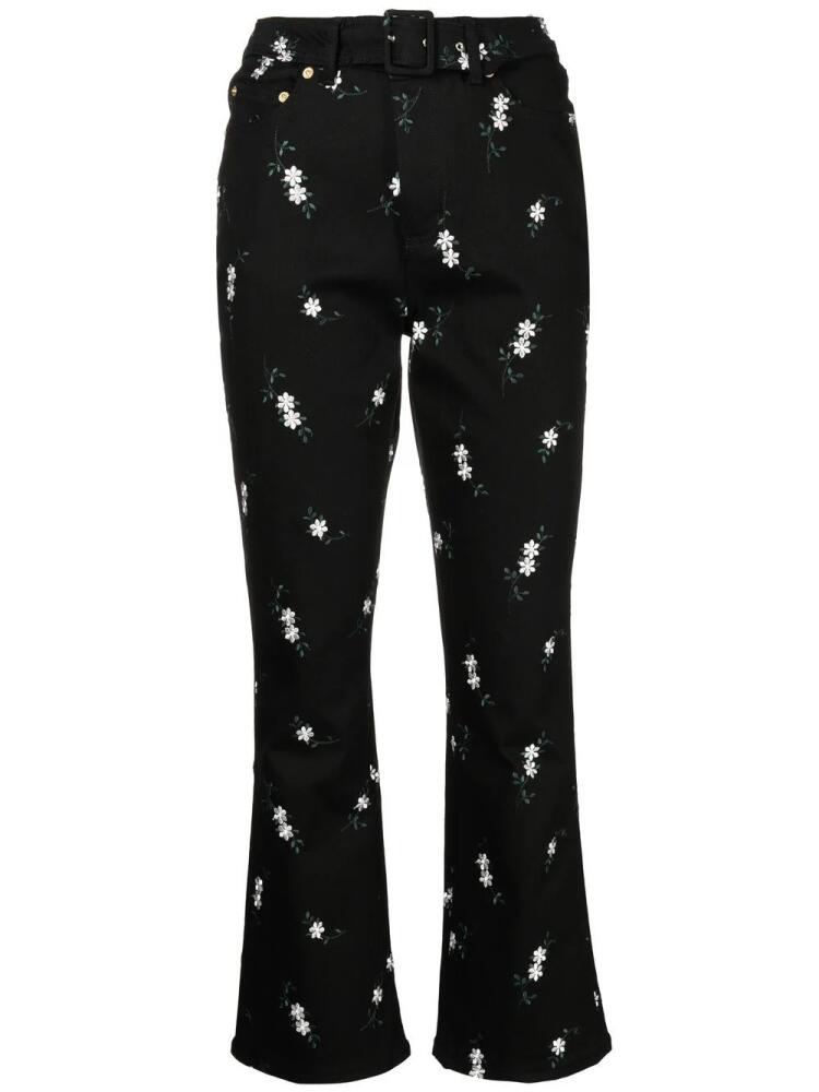 ERDEM cropped floral-print trousers - Black Cover