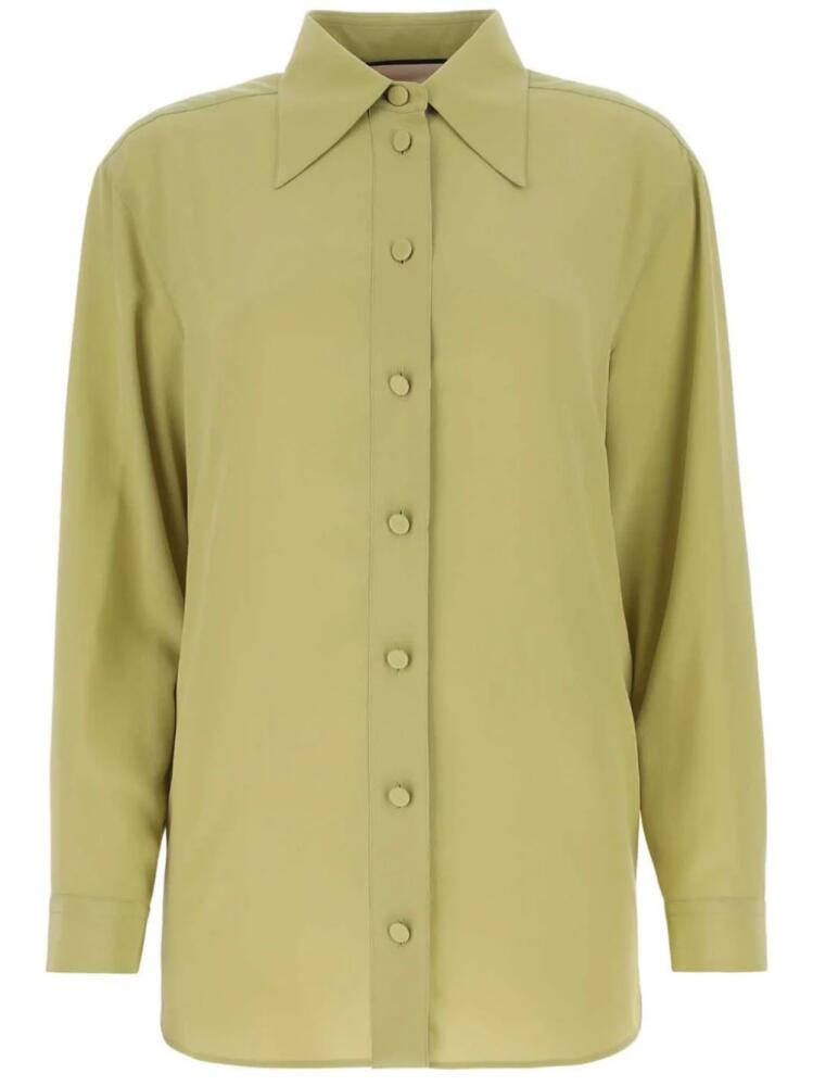 Gucci pointed collar silk shirt - Green Cover