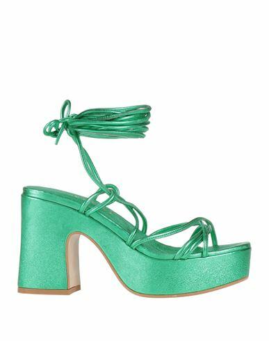 Ninni Woman Sandals Green Leather Cover