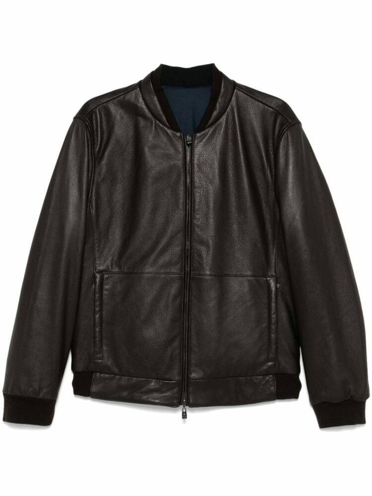 Corneliani leather bomber jacket - Brown Cover