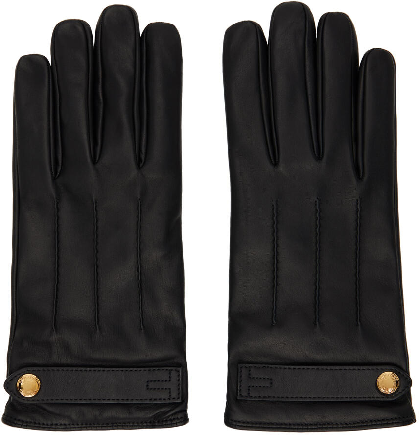 TOM FORD Black Press-Stud Leather Gloves Cover